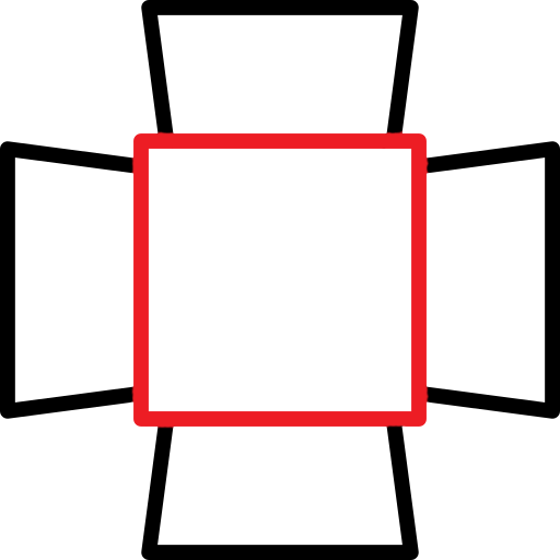 5 quadrilatères noirs et rouge